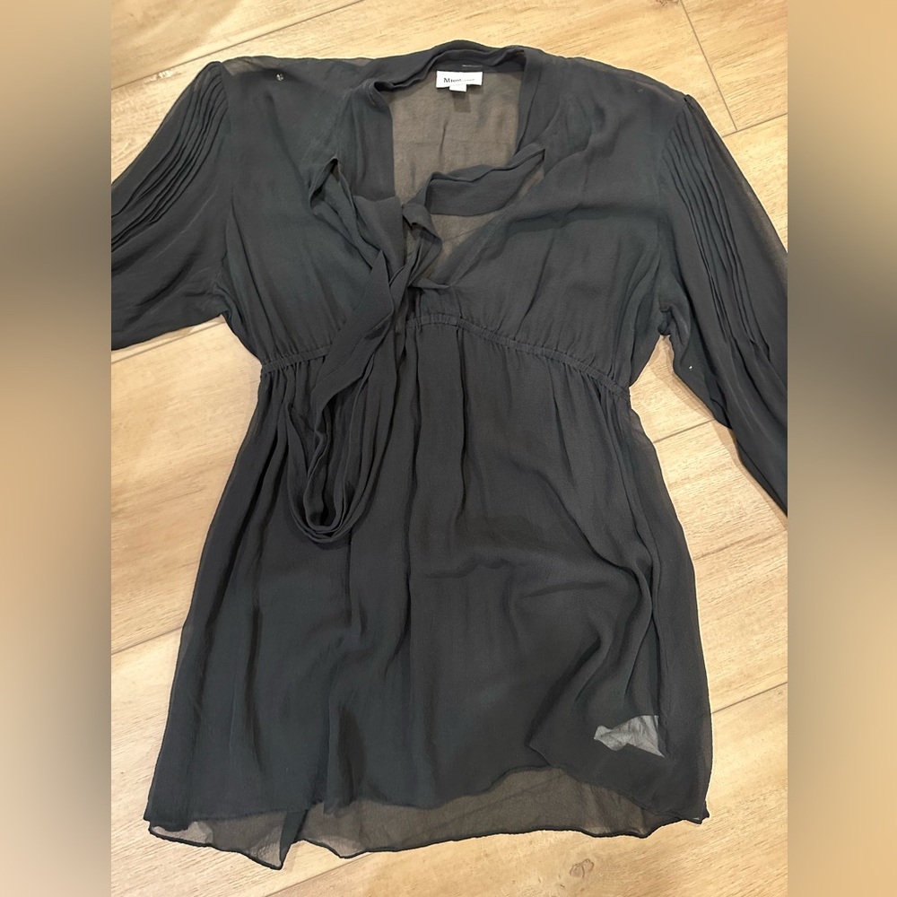 Maternity tunic shirt black sheer